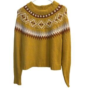 American Eagle Size Small Yellow Fair Isle Sweater Retro Y2K